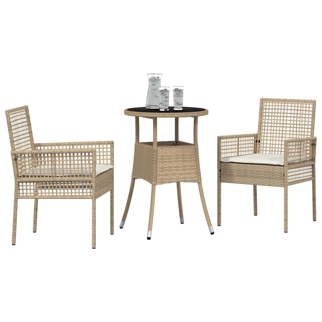 Kert étkező szett 3 pcs Bézs polirattan