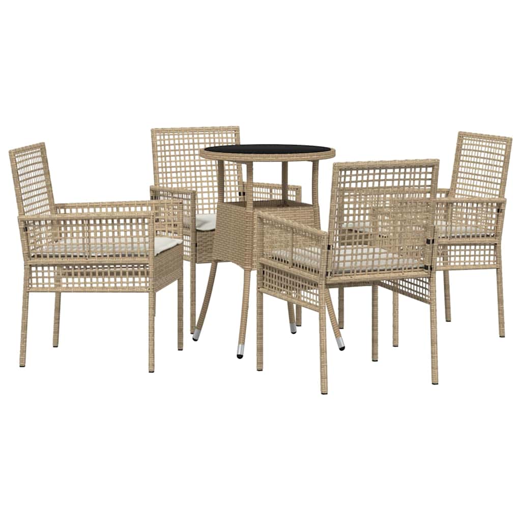 Kert étkező szett 5 pcs Bézs polirattan