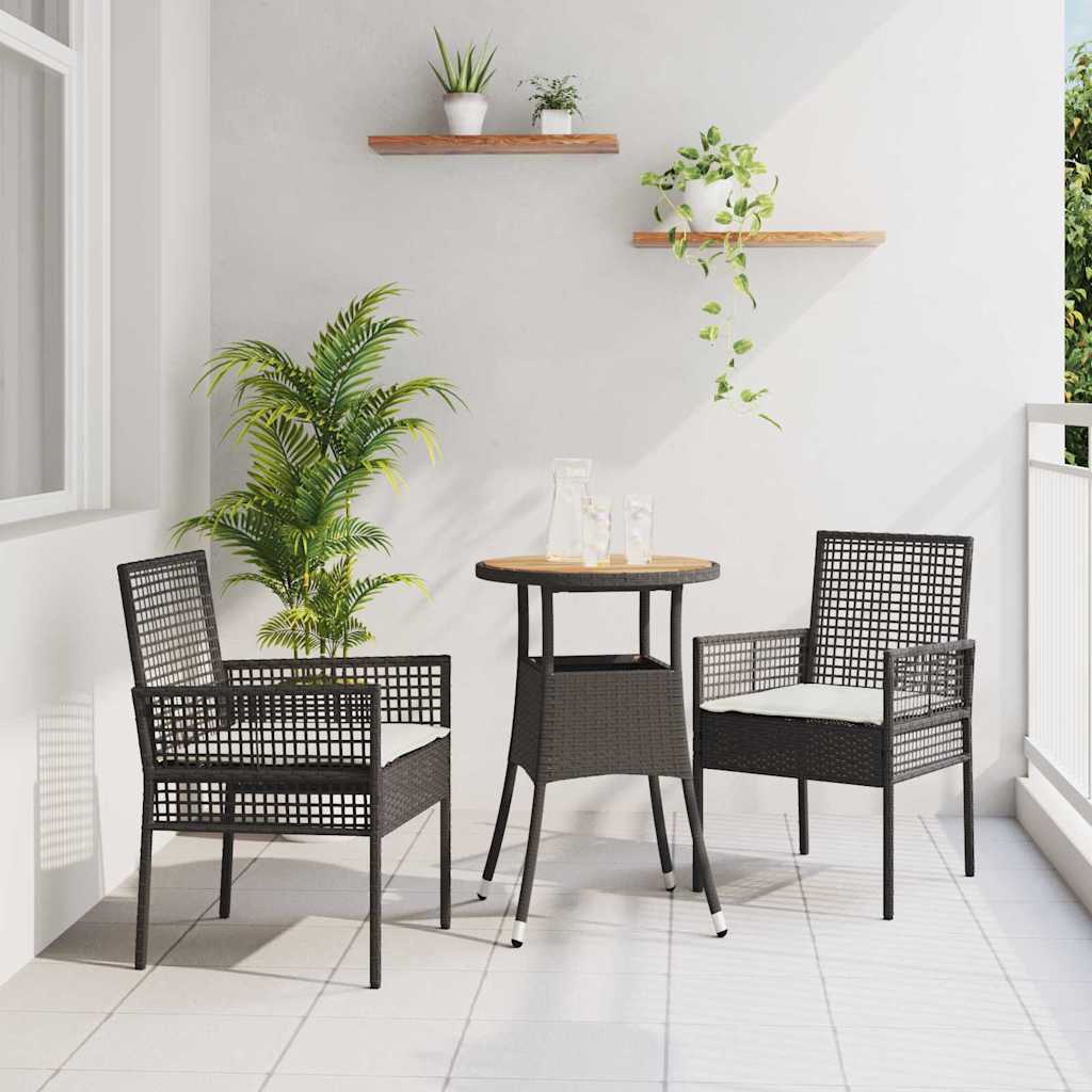 Kert étkező szett 3 pcs Fekete polirattan