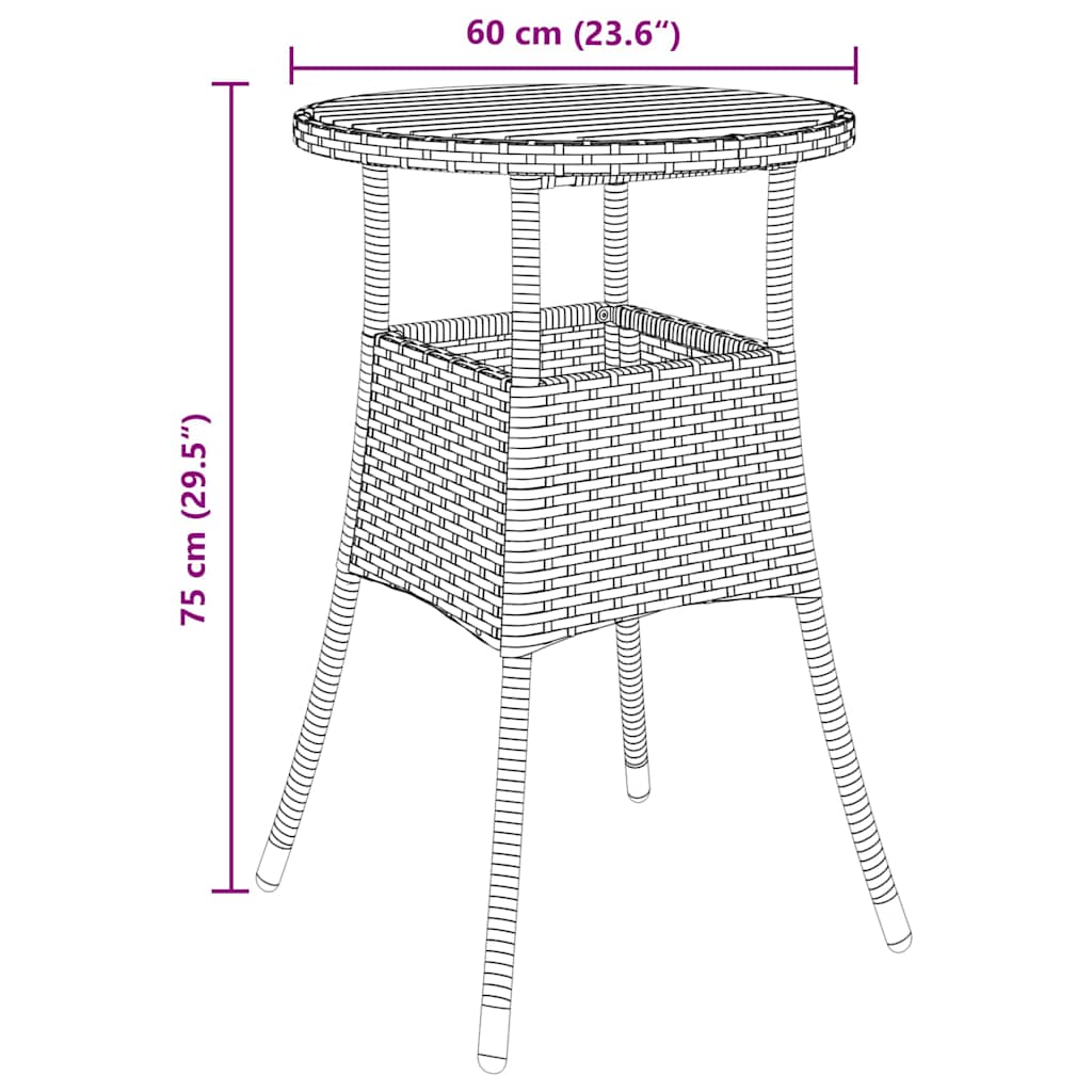 Kert étkező szett 3 pcs Fekete polirattan