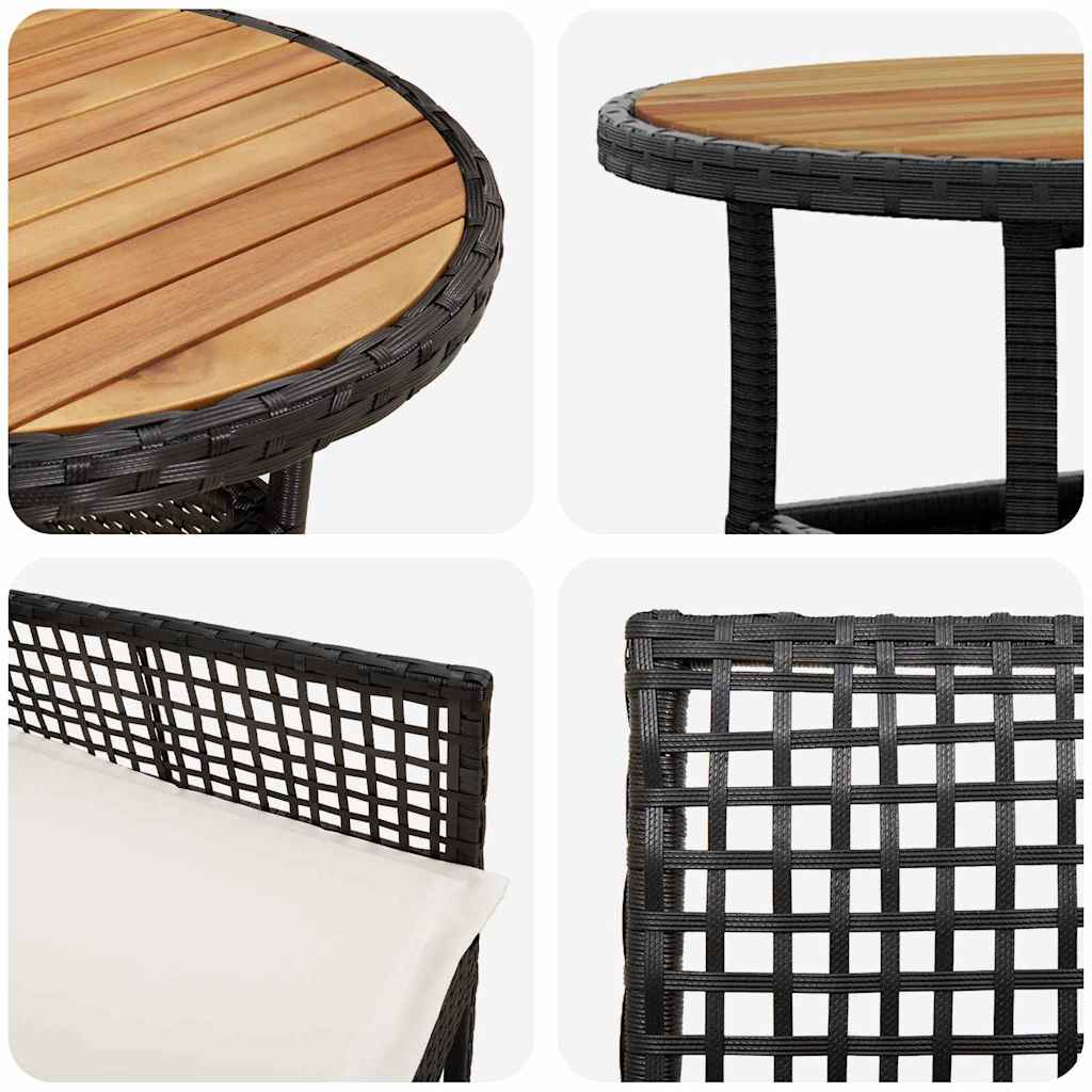 Kert étkező szett 5 pcs Fekete polirattan