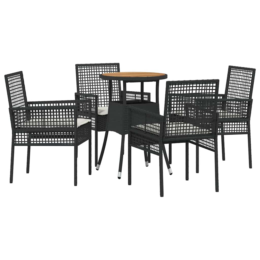 Kert étkező szett 5 pcs Fekete polirattan