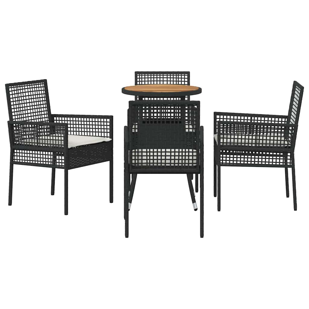 Kert étkező szett 5 pcs Fekete polirattan