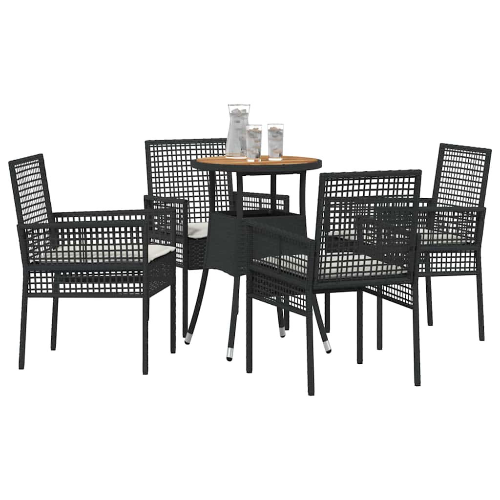Kert étkező szett 5 pcs Fekete polirattan