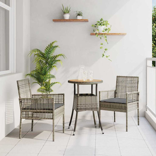 Kert étkező szett 3 pcs Szürke polirattan