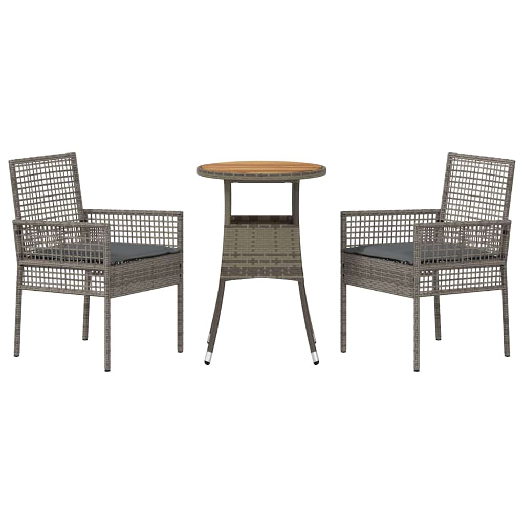 Kert étkező szett 3 pcs Szürke polirattan