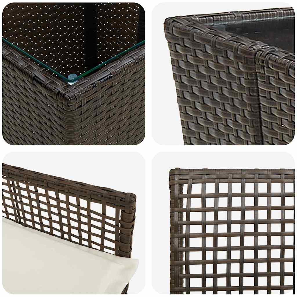 Kert Bistro Készlet 3 pcs Barna polirattan