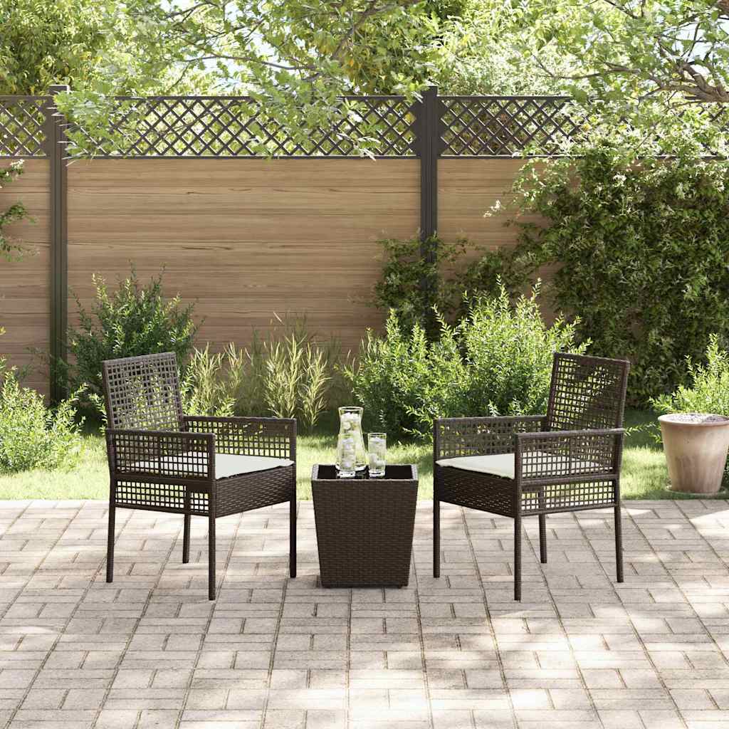 Kert Bistro Készlet 3 pcs Barna polirattan
