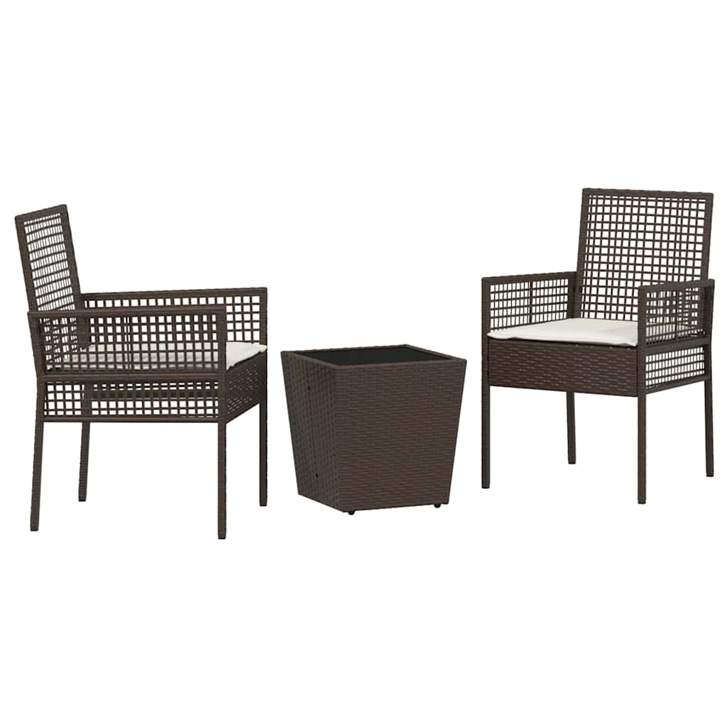 Kert Bistro Készlet 3 pcs Barna polirattan