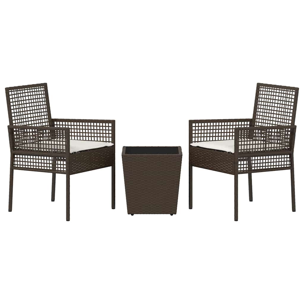 Kert Bistro Készlet 3 pcs Barna polirattan