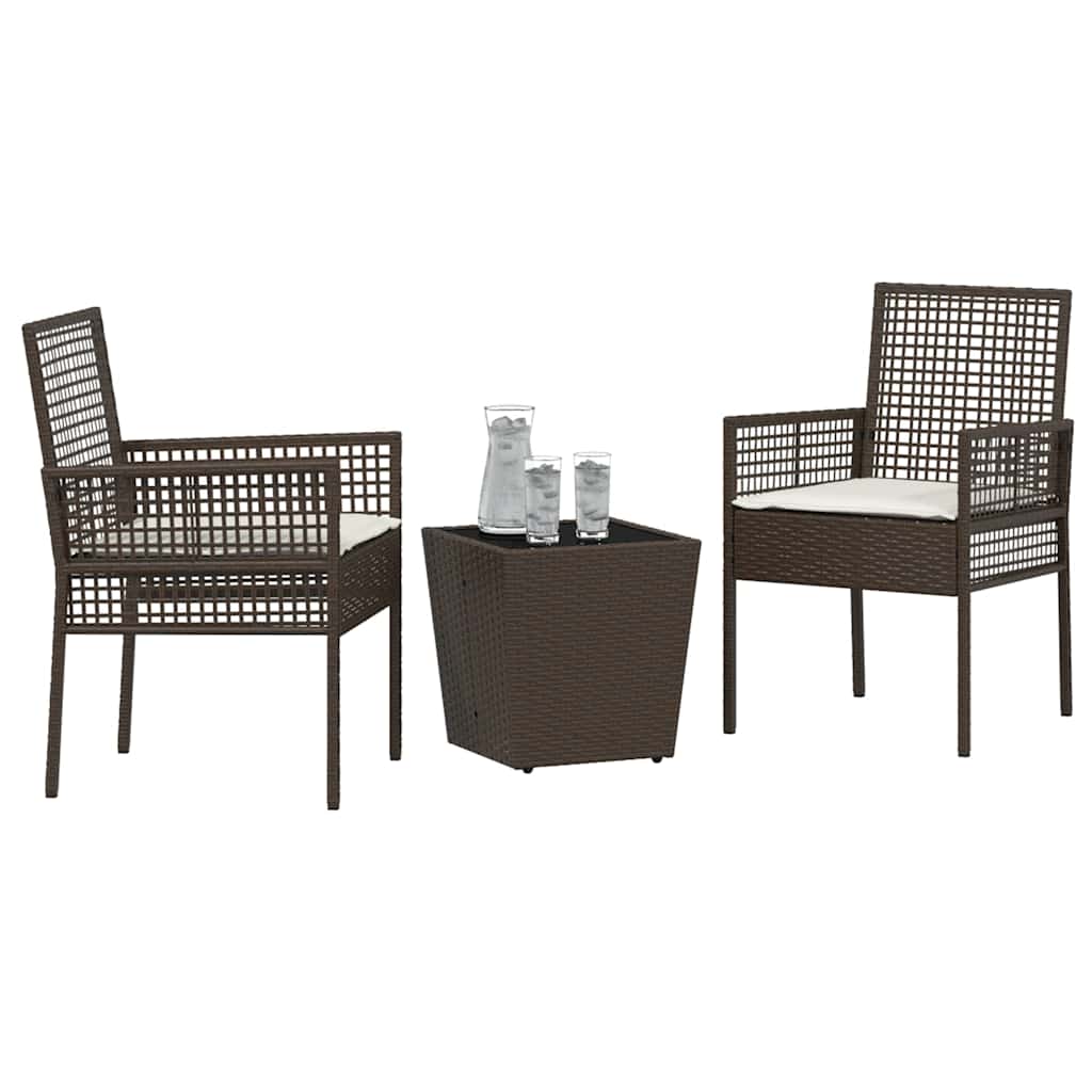Kert Bistro Készlet 3 pcs Barna polirattan