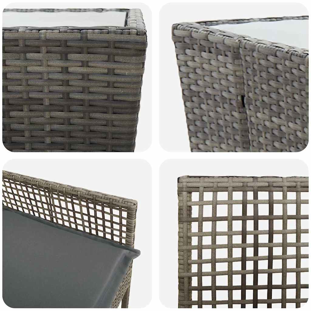 Kert Bistro Készlet 3 pcs Szürke polirattan