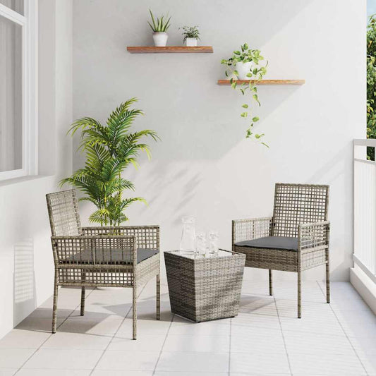 Kert Bistro Készlet 3 pcs Szürke polirattan