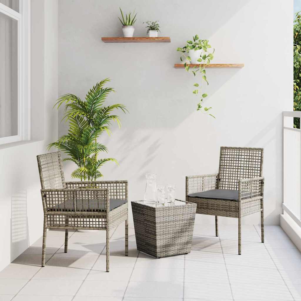 Kert Bistro Készlet 3 pcs Szürke polirattan