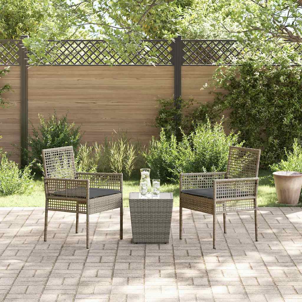 Kert Bistro Készlet 3 pcs Szürke polirattan