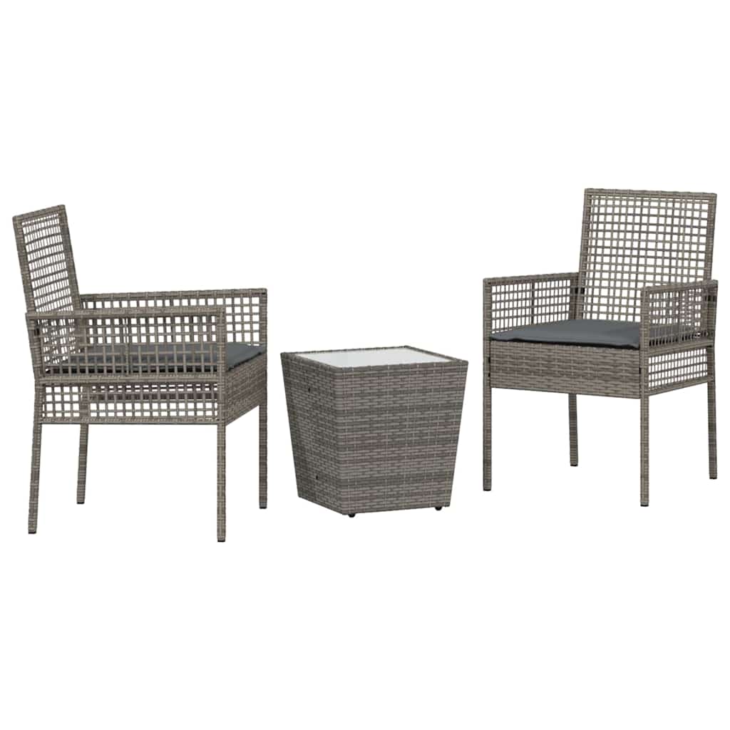 Kert Bistro Készlet 3 pcs Szürke polirattan
