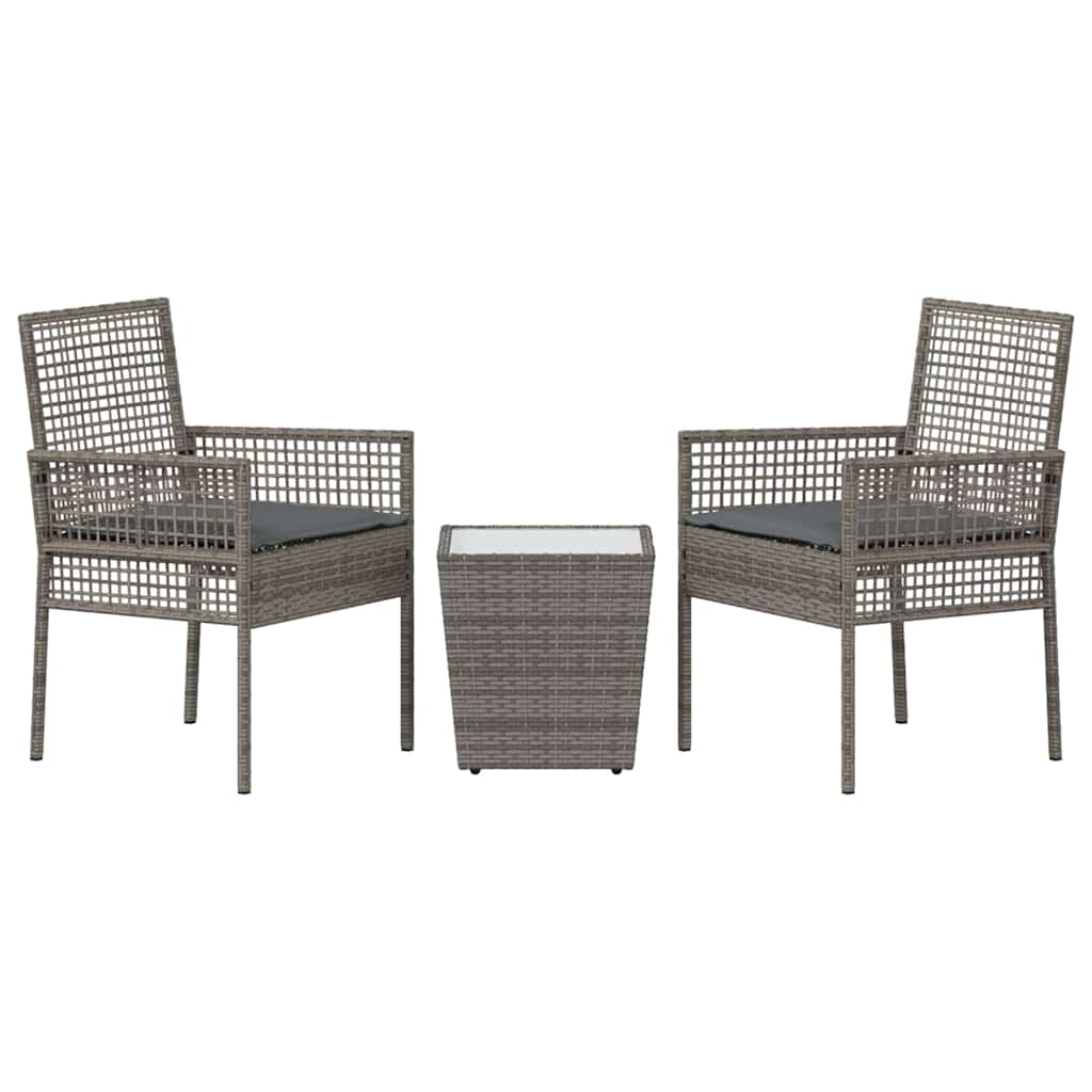Kert Bistro Készlet 3 pcs Szürke polirattan