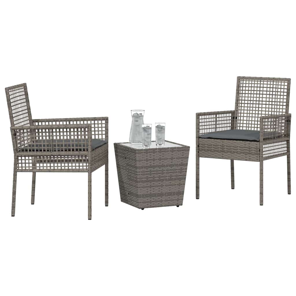 Kert Bistro Készlet 3 pcs Szürke polirattan
