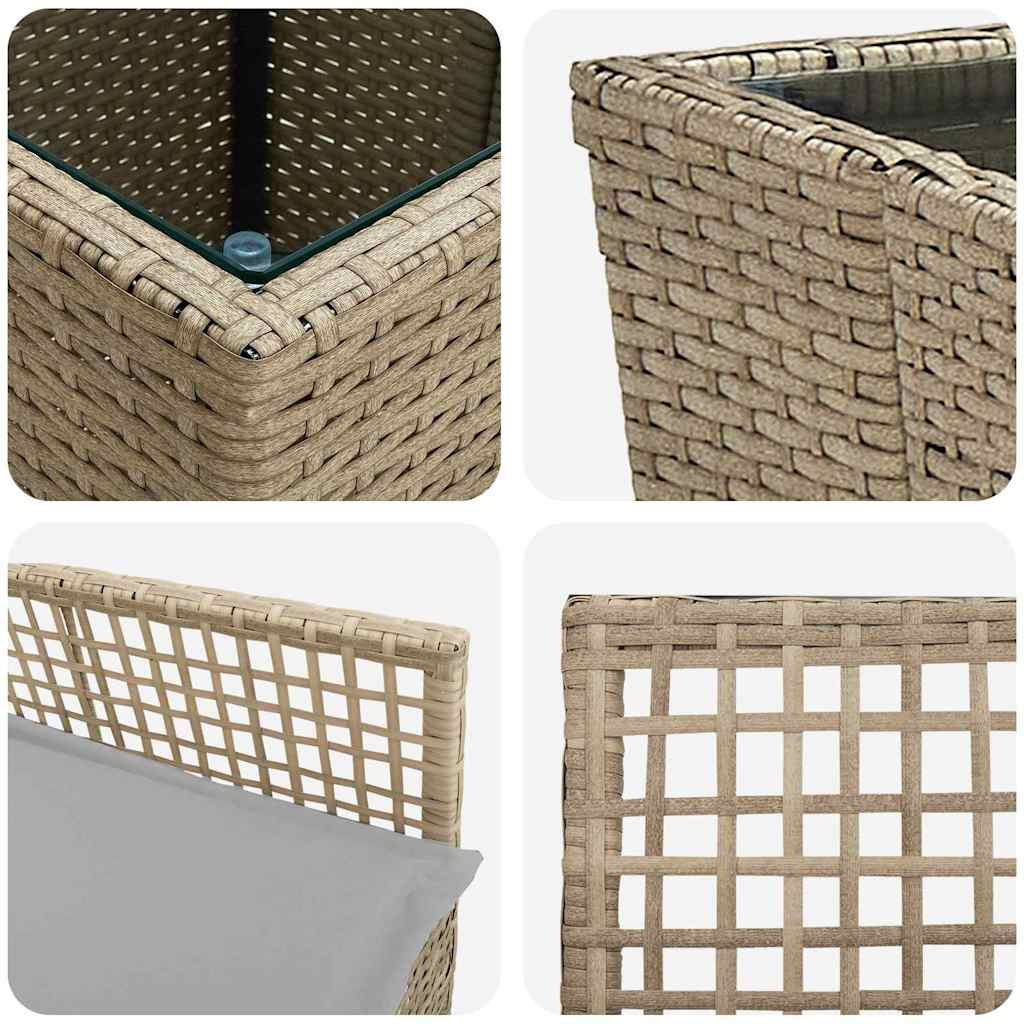 Kert Bistro Készlet 3 pcs Bézs polirattan