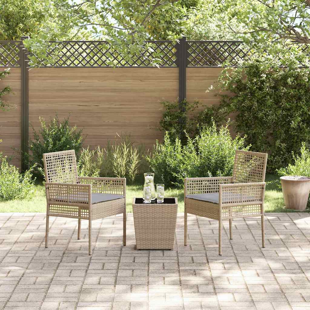 Kert Bistro Készlet 3 pcs Bézs polirattan