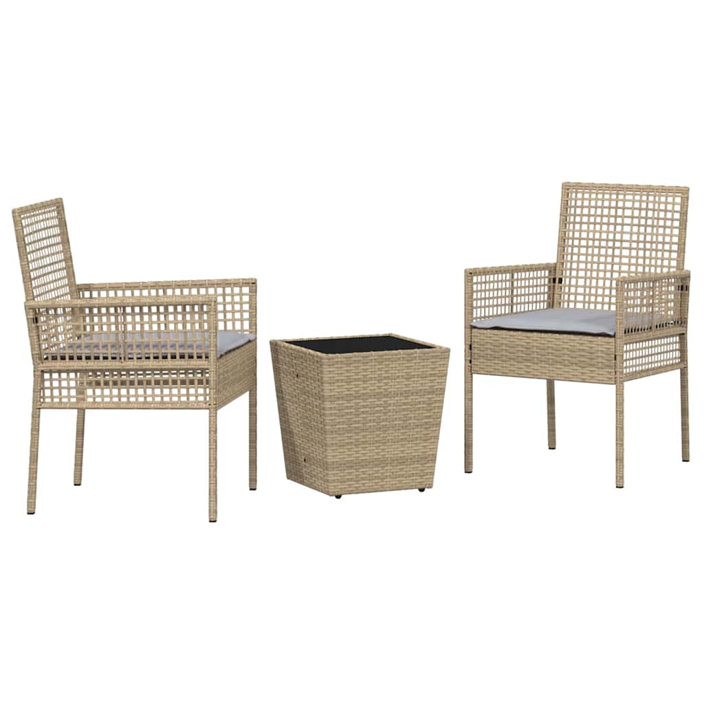 Kert Bistro Készlet 3 pcs Bézs polirattan