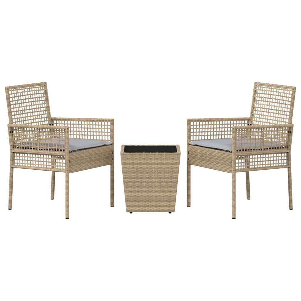 Kert Bistro Készlet 3 pcs Bézs polirattan