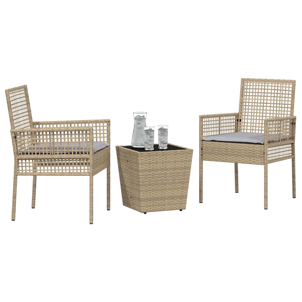 Kert Bistro Készlet 3 pcs Bézs polirattan
