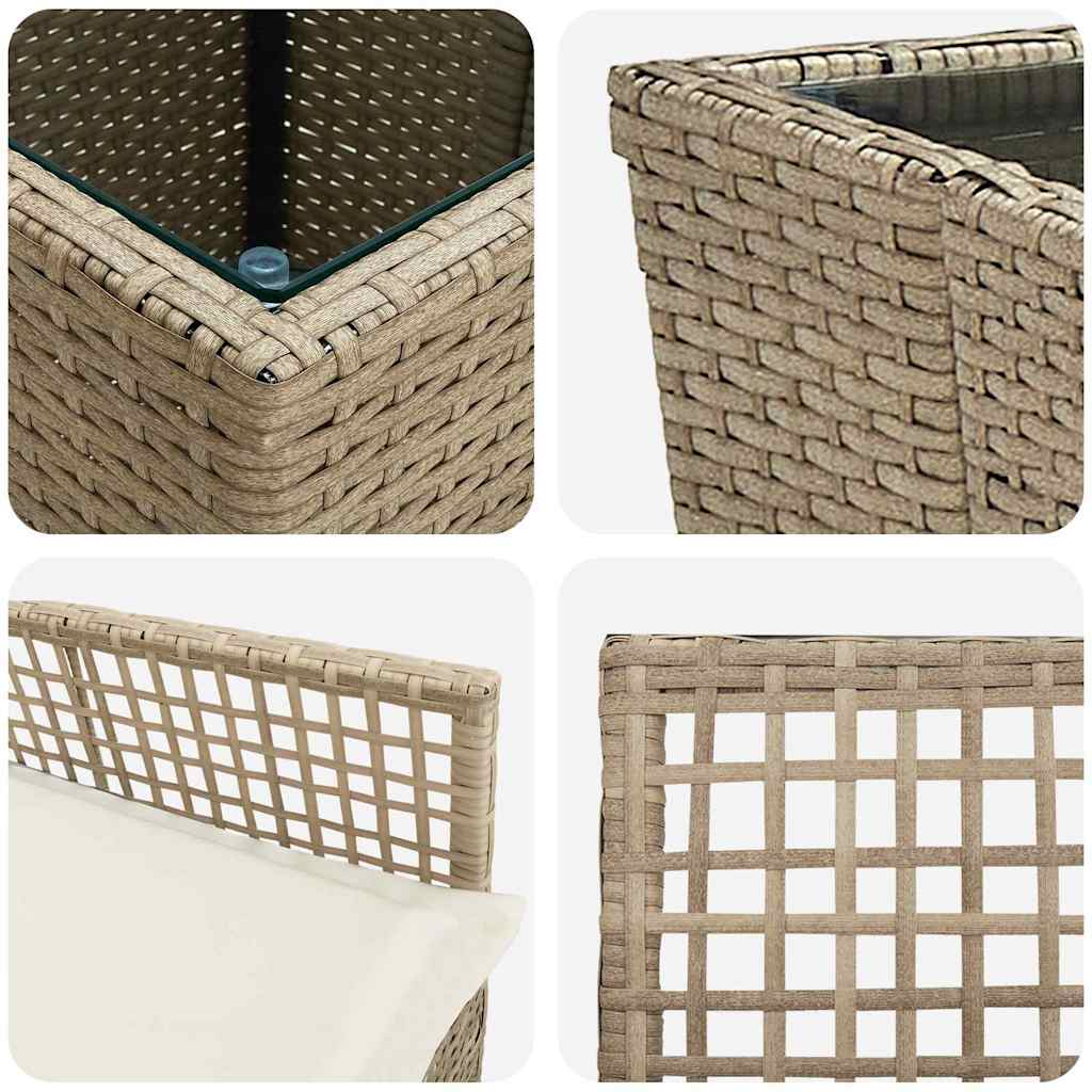 Kert Bistro Készlet 3 pcs Bézs polirattan