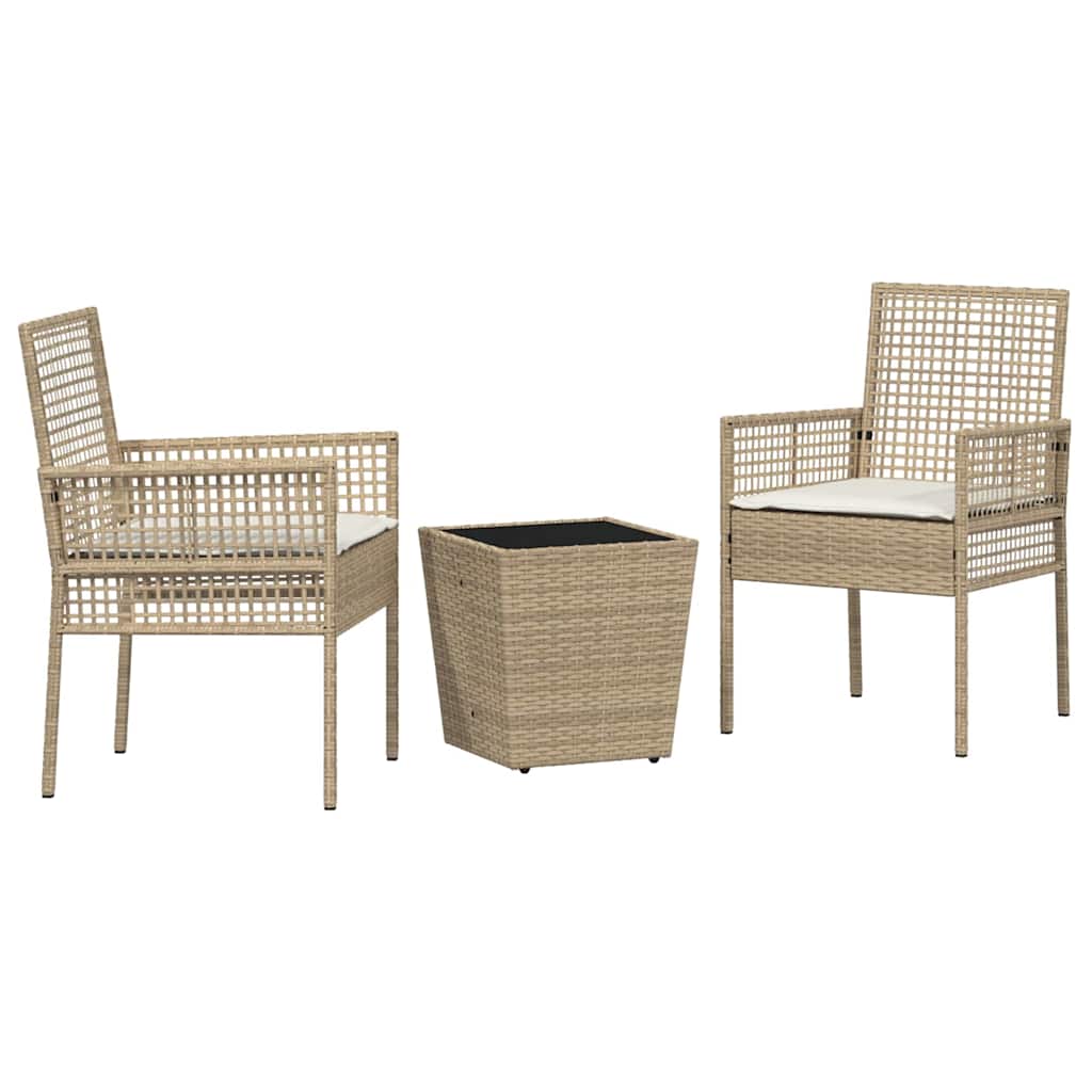 Kert Bistro Készlet 3 pcs Bézs polirattan