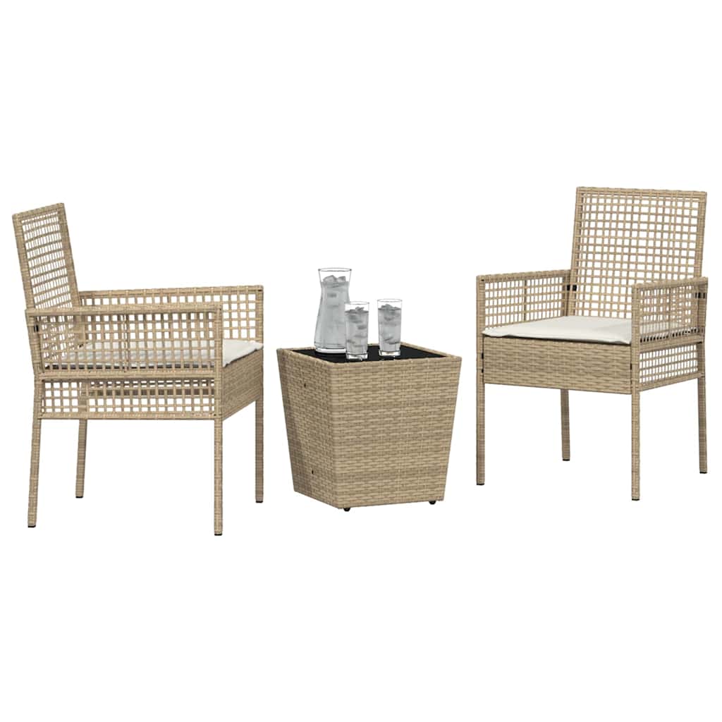 Kert Bistro Készlet 3 pcs Bézs polirattan