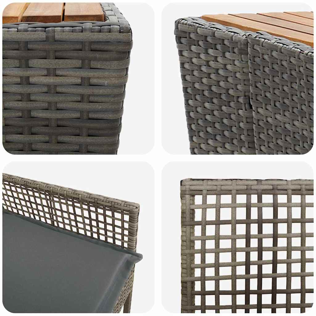 Kert Bistro Készlet 3 pcs Szürke polirattan