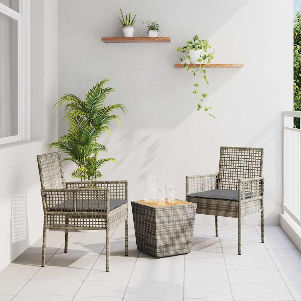 Kert Bistro Készlet 3 pcs Szürke polirattan