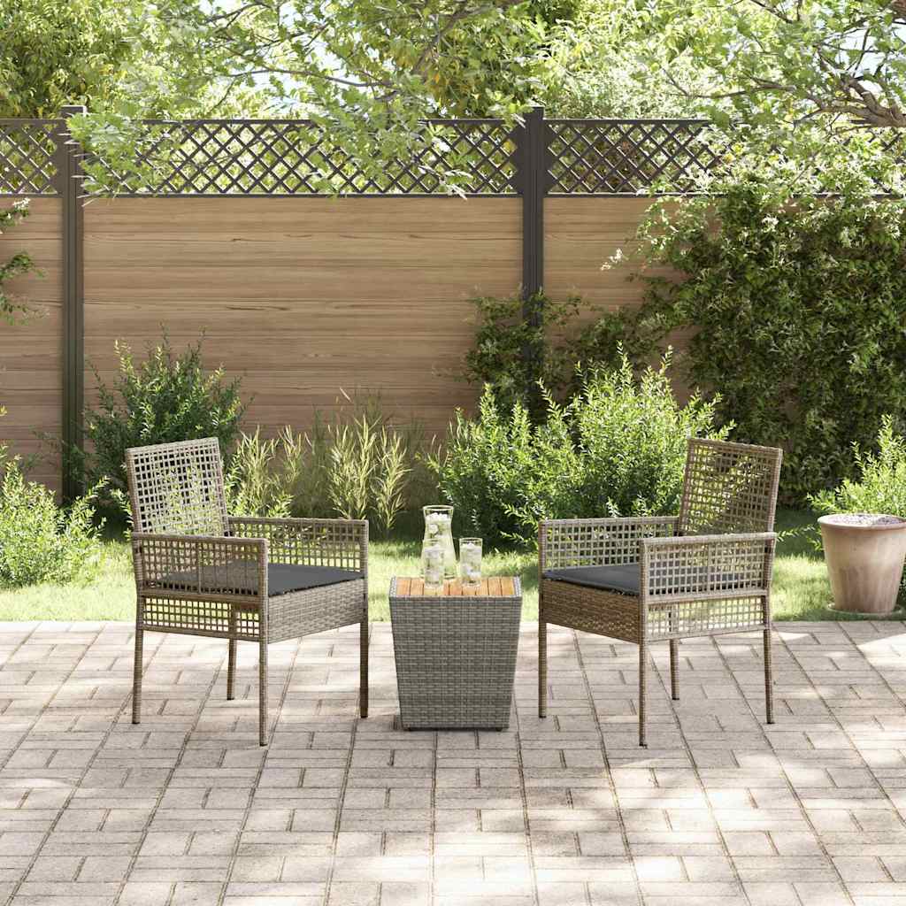 Kert Bistro Készlet 3 pcs Szürke polirattan