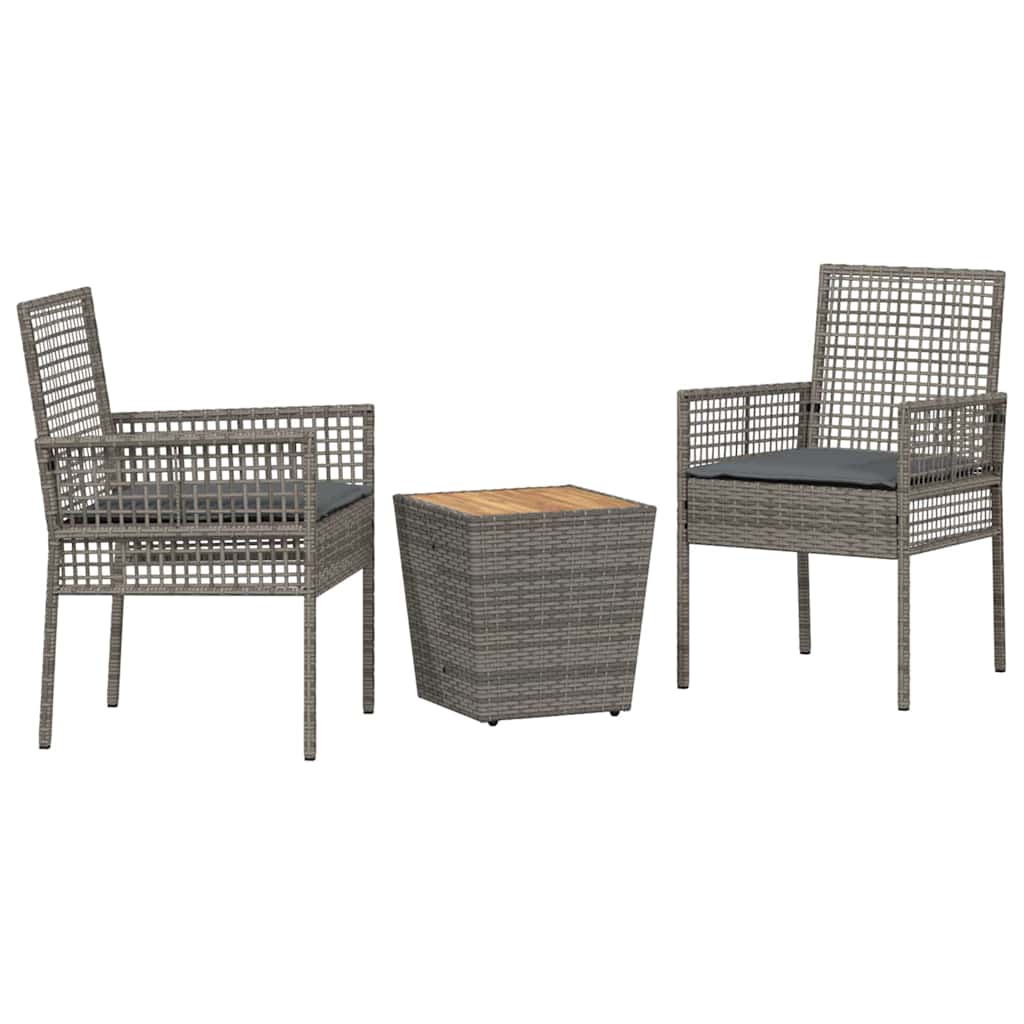 Kert Bistro Készlet 3 pcs Szürke polirattan
