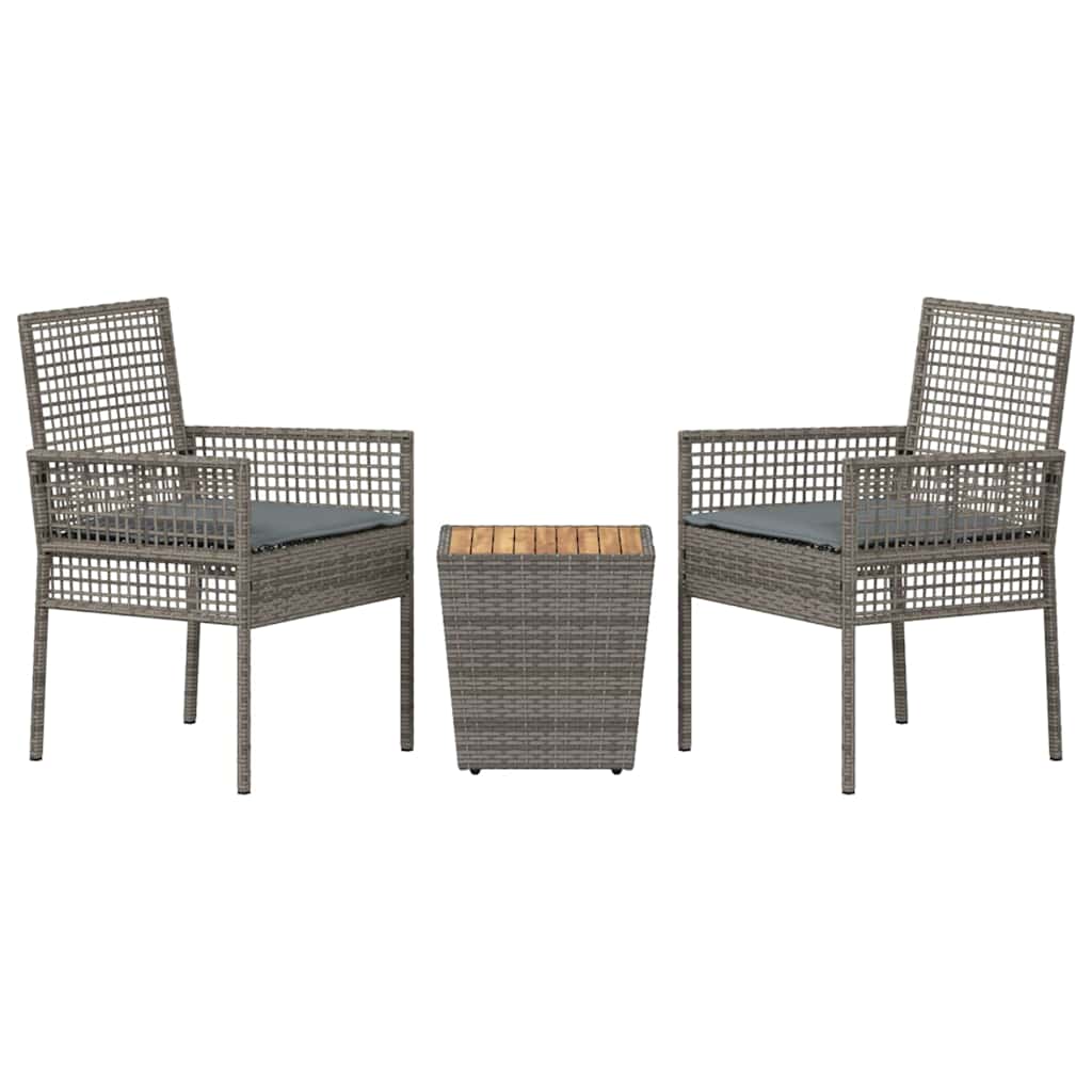 Kert Bistro Készlet 3 pcs Szürke polirattan