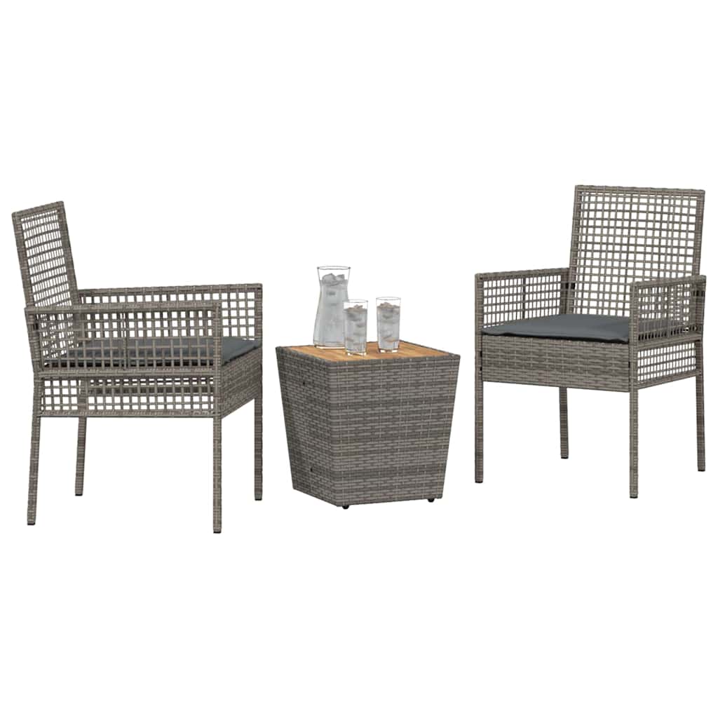 Kert Bistro Készlet 3 pcs Szürke polirattan