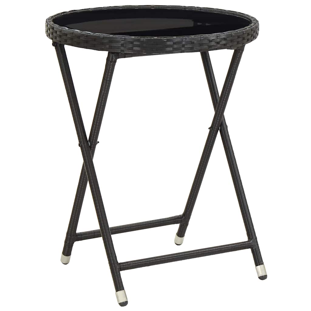 Kert Bistro Készlet 3 pcs Fekete polirattan