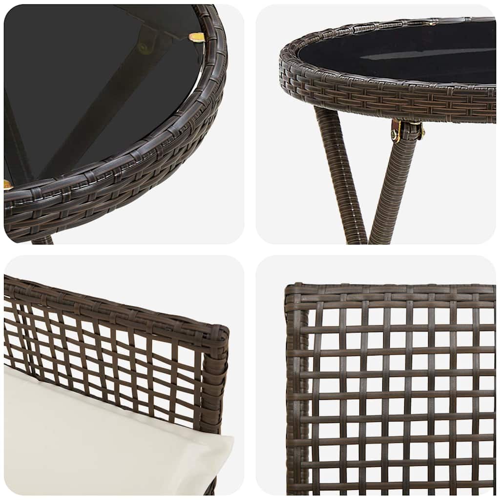 Kert Bistro Készlet 3 pcs Barna polirattan