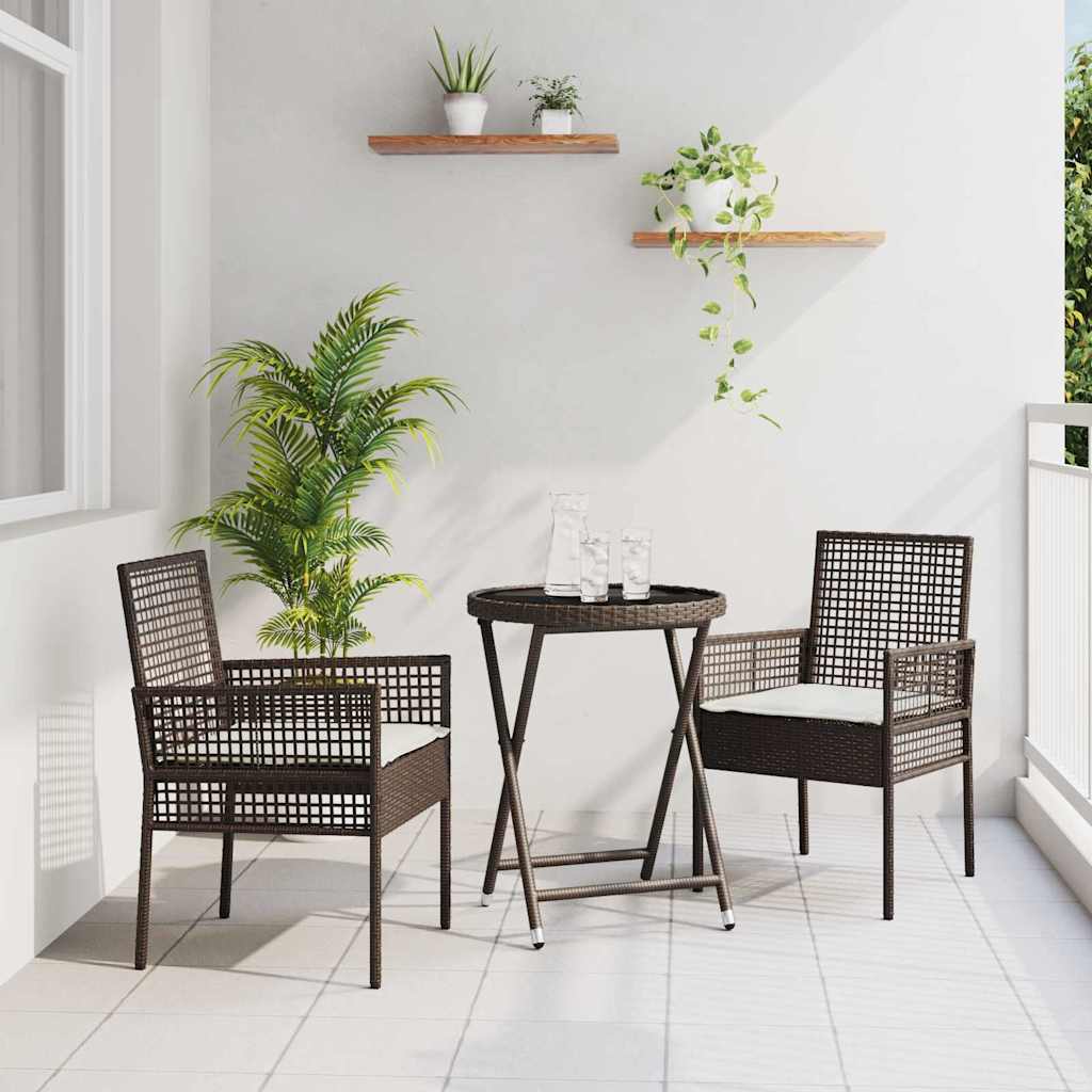 Kert Bistro Készlet 3 pcs Barna polirattan