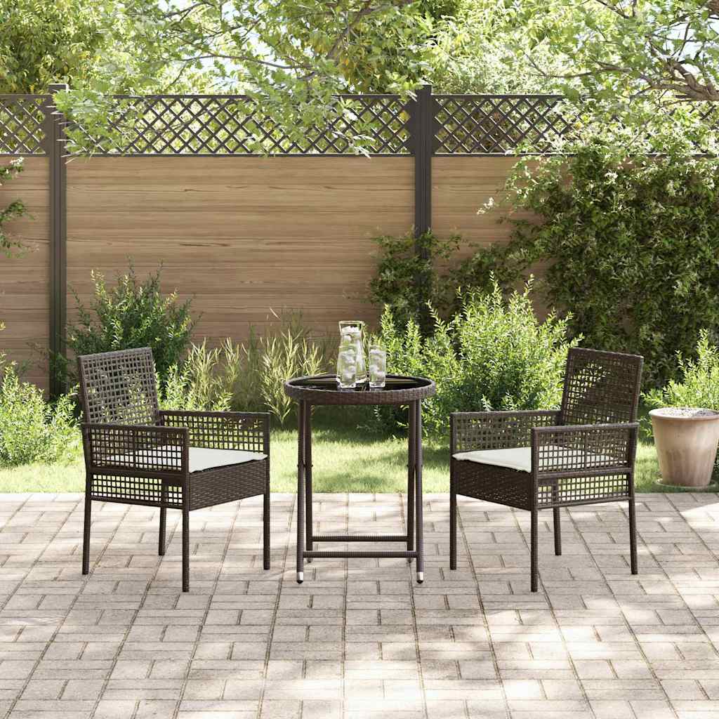 Kert Bistro Készlet 3 pcs Barna polirattan