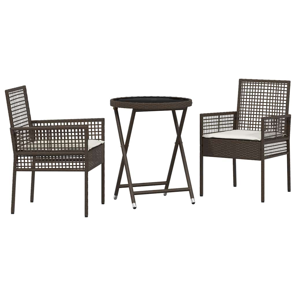 Kert Bistro Készlet 3 pcs Barna polirattan