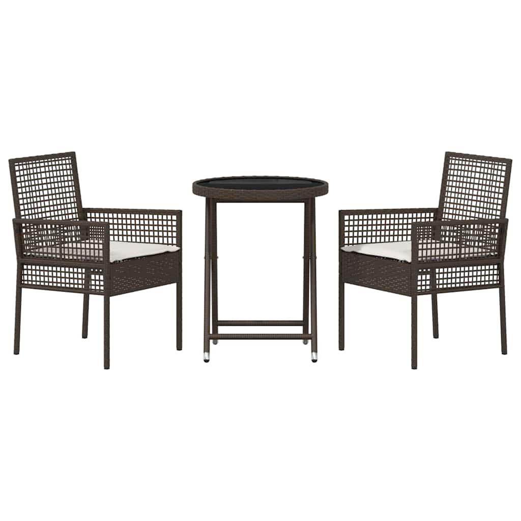 Kert Bistro Készlet 3 pcs Barna polirattan