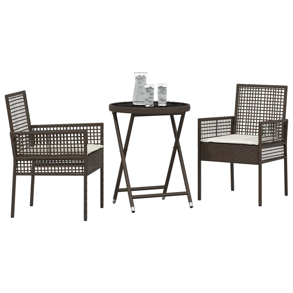 Kert Bistro Készlet 3 pcs Barna polirattan