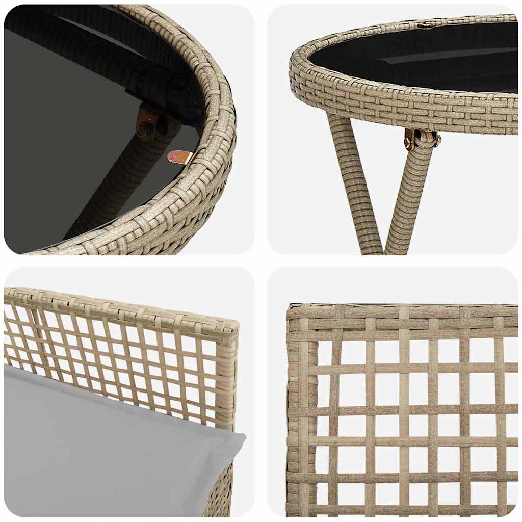 Kert Bistro Készlet 3 pcs Bézs polirattan