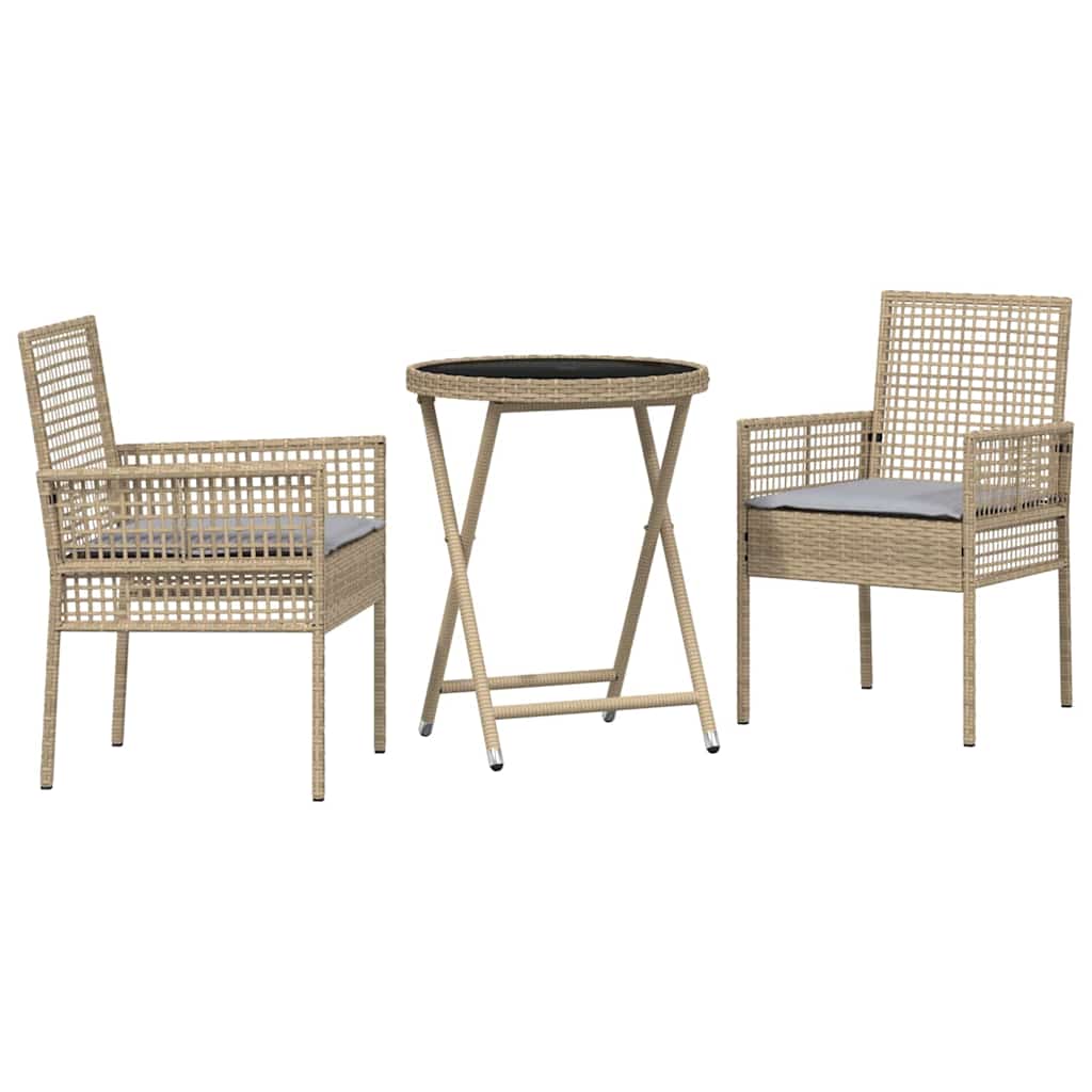 Kert Bistro Készlet 3 pcs Bézs polirattan