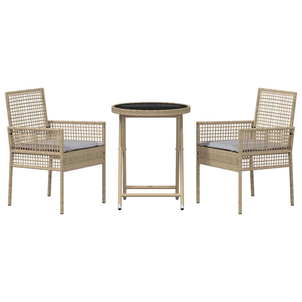 Kert Bistro Készlet 3 pcs Bézs polirattan