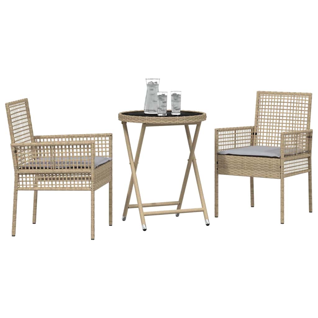 Kert Bistro Készlet 3 pcs Bézs polirattan