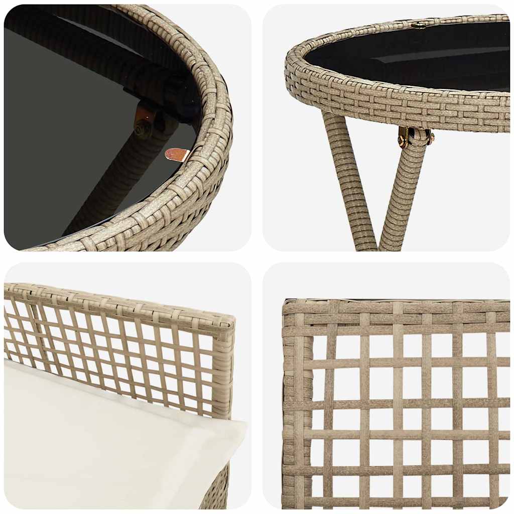 Kert Bistro Készlet 3 pcs Bézs polirattan