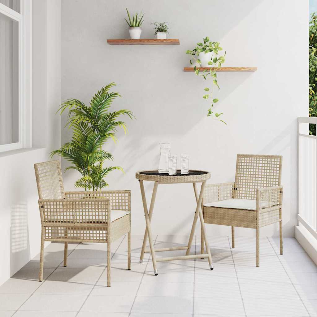 Kert Bistro Készlet 3 pcs Bézs polirattan