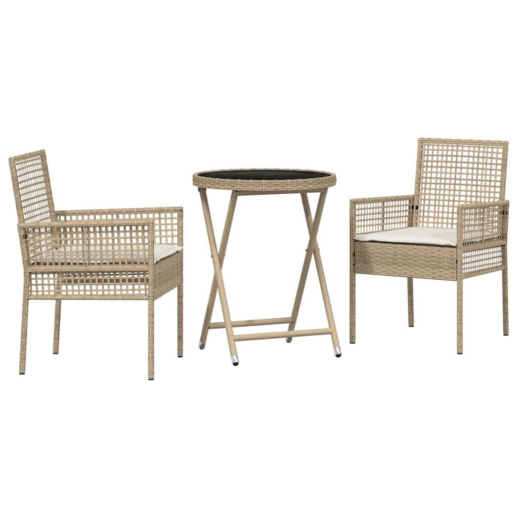Kert Bistro Készlet 3 pcs Bézs polirattan